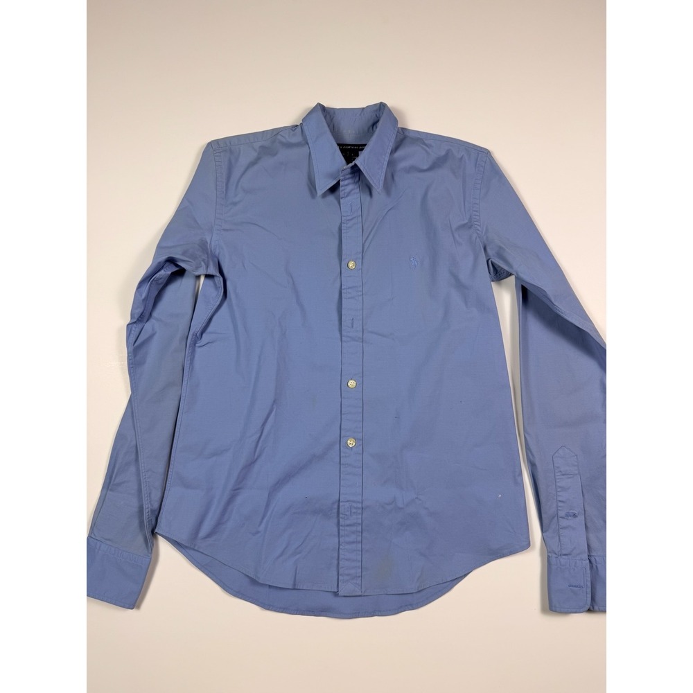 Vintage Y2K Ralph Lauren Womens Small Blue Long Sleeve Button Down Shirt